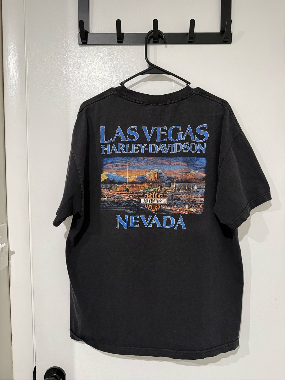 Harley-Davidson Black Las Vegas Nevada Graphic Tee with Blue Accents